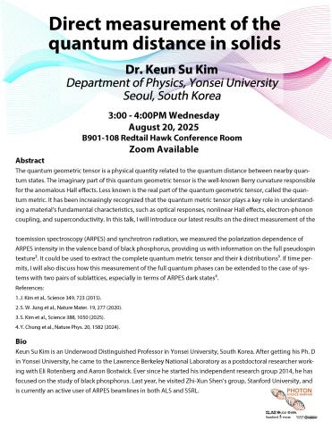 Photon Science Seminar: Dr. Keun Su Kim, Yonsei University